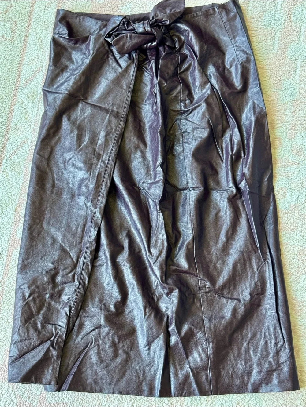 Ann Taylor Faux Leather Midi Skirt in Poised Plum, Size 4